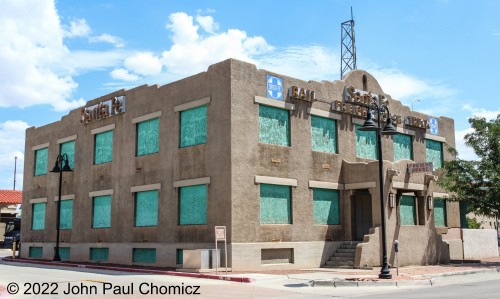 The AT&SF railroad freight house is the only original building of the entire Albuquerque Station complex in downtown Albuquerque, NM. The original station and adjoining buildings were built in 1902 and the station was used up until 1993 when it was destroyed by fire. A new train/bus station was built in 2006 yet the original freight house still stands abandoned.