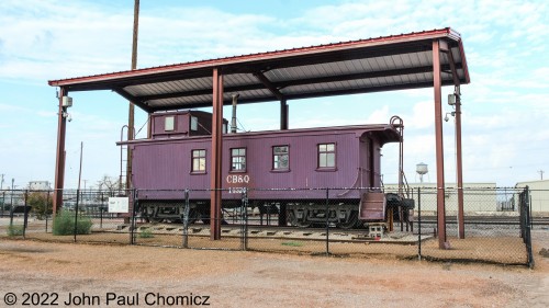 The Chicago, Burlington, and Quincy Railroad built the caboose in 1890. After serving for 70 years, it was decommissioned and sold to a private collector who then donated it to the city of Las Cruces to be displayed near the railroad museum.