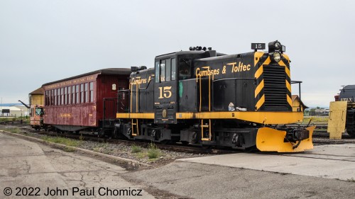 The C&TSRR #: 15 centercab unit is another unit that will not see any action, today, and is sidelined at the depot in Antonito, CO.