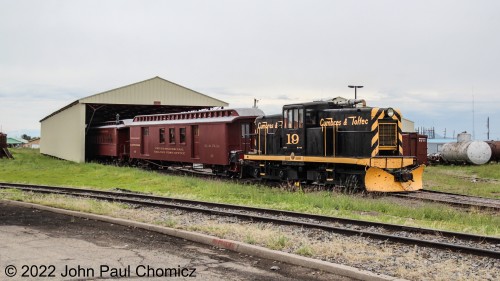 After the departure of the Antonito Limited, the C&TSRR crews use the other centercab #: 19 to pull out and prepare the consist of afternoon dinner train.