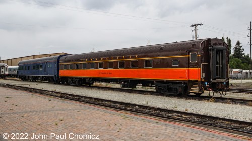 The Iowa Pacific, "Steubenville Inn", and another coach sit orphaned in Alamosa, CO as the San Luis & Rio Grande Scenic Railroad went bankrupt two years ago. Like the locos, they are awaiting sale or revival of the railroad under a new owner.