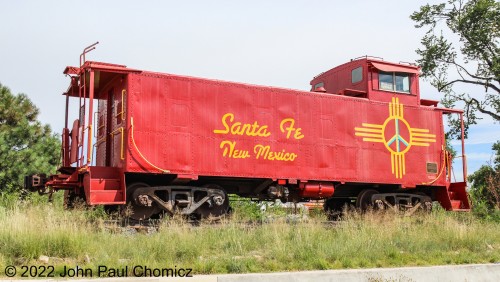 A Santa Fe Caboose in Santa Fe, NM. It is now a sight that greets visitors to the Santa Fe Railyard Park.