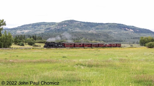 The Chama Limited passes through the ranch lands only a mile or two out of the terminal in Chama, NM.