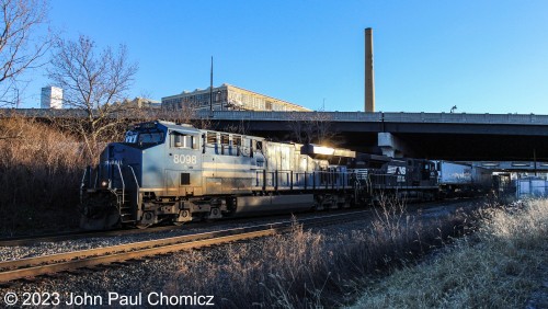 After making good time across eastern PA and NJ, the 20X was held up about twenty minutes away from Croxton because of the M-Train, westbound NS intermodal, and local. The delay added an additional hour to my stay at this spot and really put a damper on decent lighting at this location. The sun hides the beautiful blue paint scheme of the Conrail unit as it leads the train the last few minutes of the trip towards Croxton Yard. Although the light wasn't as good at this point, I'm glad I caught it, as I thought the dispatchers would send it around this location and into Croxton via the National Docks, due to the traffic. It worked out.