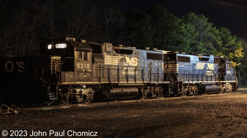 NS GP38-2 #: 5310 and 5307 idle on this cold night at the Conrail Yard in Millville, NJ.