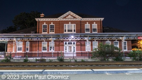 In the lull between SEPTA trains, the West Trenton Station looks nice and peaceful on this beautiful summer night. The station was built in 1929 for the Reading Railroad. After the absorption of Reading into Conrail the station saw passenger service up to 1982, when then commuter operator New Jersey Transit discontinued service. The station is now the terminus of SEPTA trains running the West Trenton Line service. That is the unused portion of the station as the CSX trains run on that track.