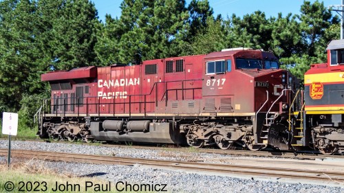 CP #: 8717 was operating short hood forward as the rear helper unit on the loaded hopper train that tied up the entire sub-division and led to a very boring day on the now CPKC.