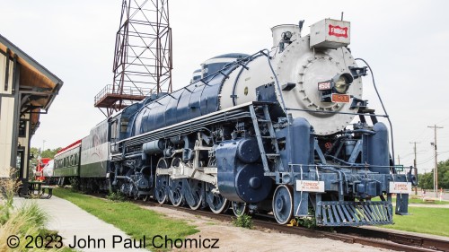 The Frisco #: 4500 is an oil-burning steamer built by Baldwin in 1942. The locomotive was tasked with pulling Frisco's most famous train the, "Meteor". After dieselization of the, "Meteor" route, the unit was repainted into Frisco's standard paint scheme and was assigned to other passenger trains such as the, "Will Rogers".