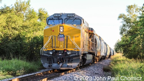 Another, "I just missed it", moment came when I caught the rear end DPU of a southbound UP mix-freight train as it departed the yard in Enid, OK.