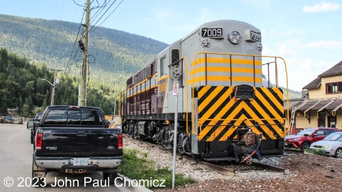 The Canadian Pacific #: 7009 is a Fairbanks-Morse H-16-66 that was never really owned by the Canadian Pacific Railroad. It was built in 1958 for the Squaw Creek Coal Company which later became Alcoa. After serving for Alcoa, it was purchased for private use in 1982. It has undergone multiple restorations, including the repainting to the Canadian Pacific Heritage Scheme that it currently displays. It was never used by Canadian Pacific Railway and it was given the fictitious #: 7009 that was used by the railroad for its demonstrator units. Since 2012, ithas been put on display near the former Nelson Depot turned Visitor's Center in Nelson, British Columbia, Canada.