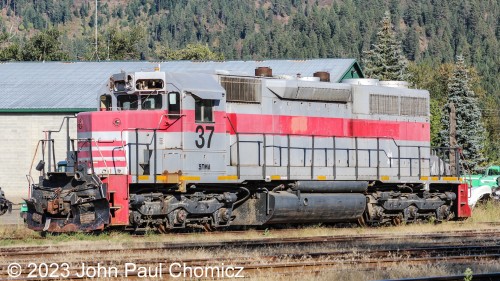 The St. Maries River Railroad #: 37 is a GP38 that started its life as the McCloud River Railroad #: 37. It switched hands with multiple short-line railroads before finally settling with the STMA.