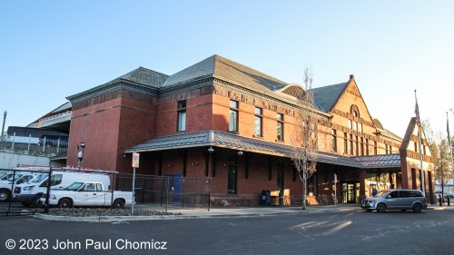 The Spokane Intermodal Center was built in 1891 for the Great Northern Railway. It still serves today as a combined bus/train station for Amtrak's, "Empire Builder". The trackage is now owned by BNSF.