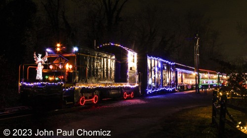 Every railfan probably knows the CP Holiday Train but the Wilmington & Western Railroad has its own version of a Holiday Train. Here, the W&W "Holiday Lights Express" pulls into Greenbank Station in Wilmington, DE. It will be taking on passengers for the first of two trips on this night.