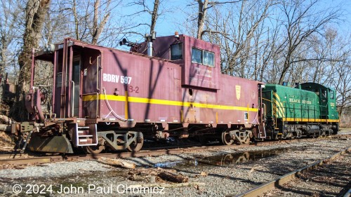 From the better lit angle, you can see that the BDRV #: 597 is former MMA #: VB-2. It's a remote-controlled caboose that allowed for single crew operation. The Montreal, Maine, and Atlantic.....You remember those guys, right? Probably for all the wrong reasons.