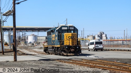 YPBA-03 heads down to Gordon's to clear the outbounds. Gordon's Terminal is at the end of the track in the background.