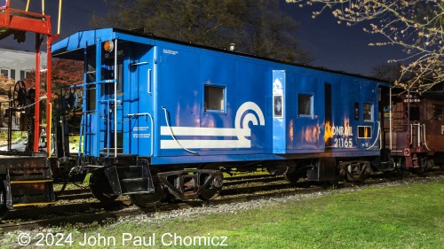 After a rather short day of railfanning, my last stop was in Kutztown, PA where I photographed the freshly painted former Conrail Caboose #: 21165 on display with a Pennsy and Allentown & Auburn Railroad Caboose, and a Allentown & Auburn passenger car.