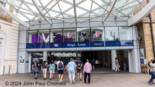 The Entryway announces that this is King's Cross Station and a little bit past these doors lies the platform where the Hogwarts Express would be waiting to depart.