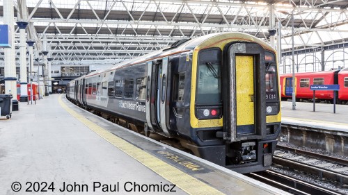 This South Western Railway train is a British Rail Class 159 Sprinter diesel MU set. It is sitting in Waterloo Station and is the Waterloo to Exeter train that will take me to Salisbury, UK.