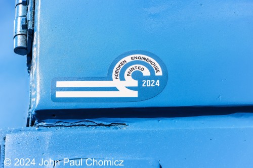 The sticker on the side shows that Big Blue was proudly painted in the engine house in Hoboken, NJ.