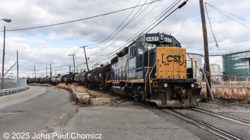 After storing the outbounds on the track to right, behind the train, the Bayonne local now heads back down to Gordon Terminal with the inbounds.