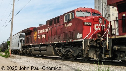 Canadian Pacific #: 8500 is the trailing unit of the tank train as it sits in Muskego Yard in Milwaukee, WI on 06.14.11.