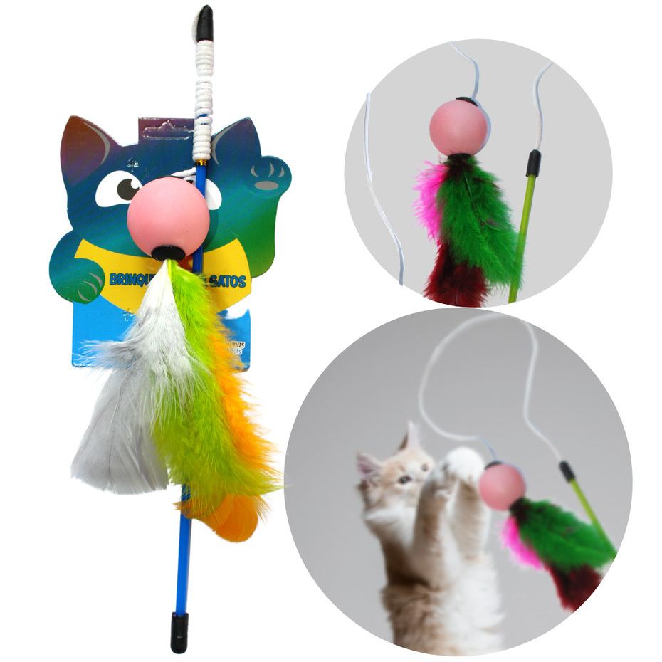 Varinha para Gatos Cat Fishing Ball Brinquedo Sortido