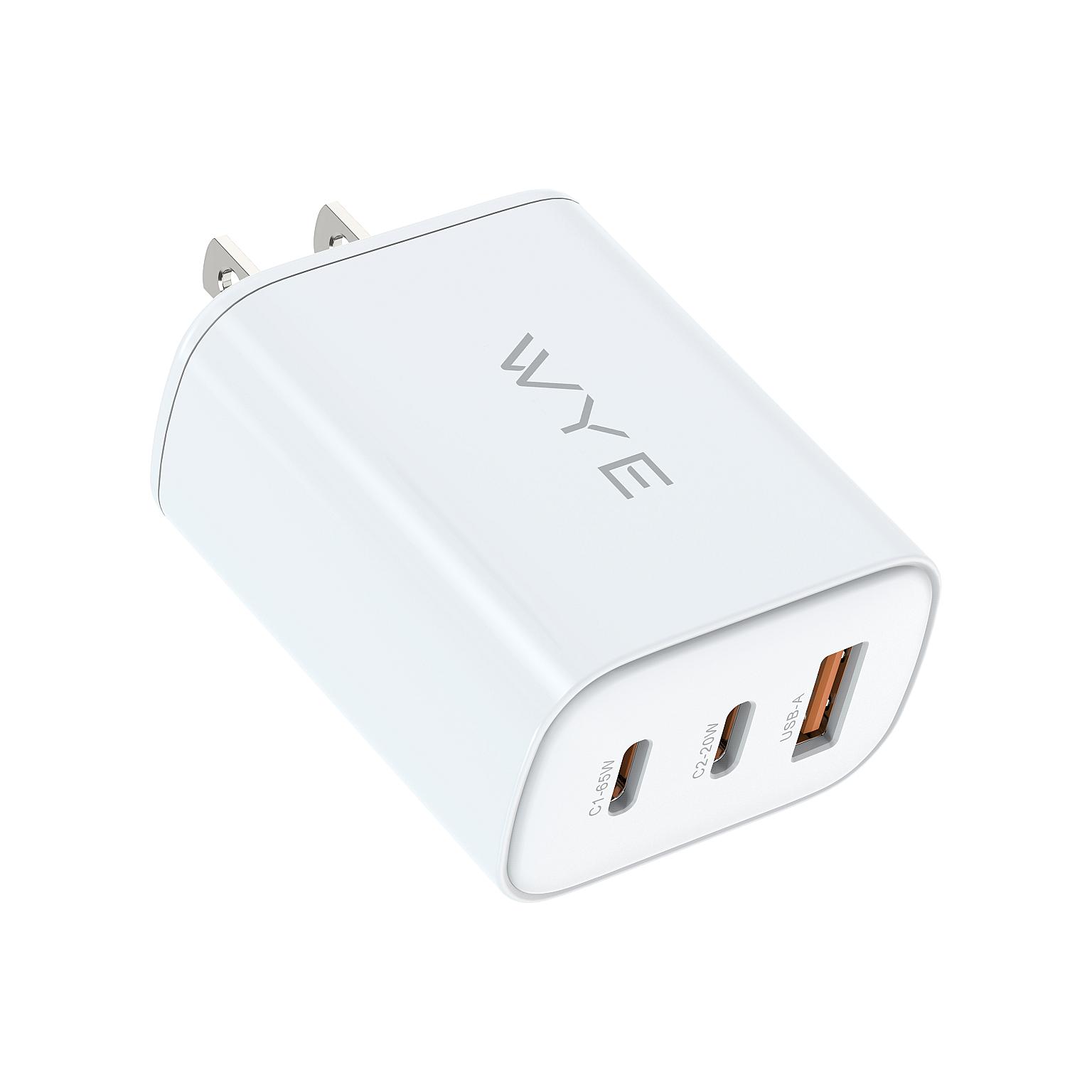 65W Dual USB-C & a USB-A Power Adapter PA3 view 1