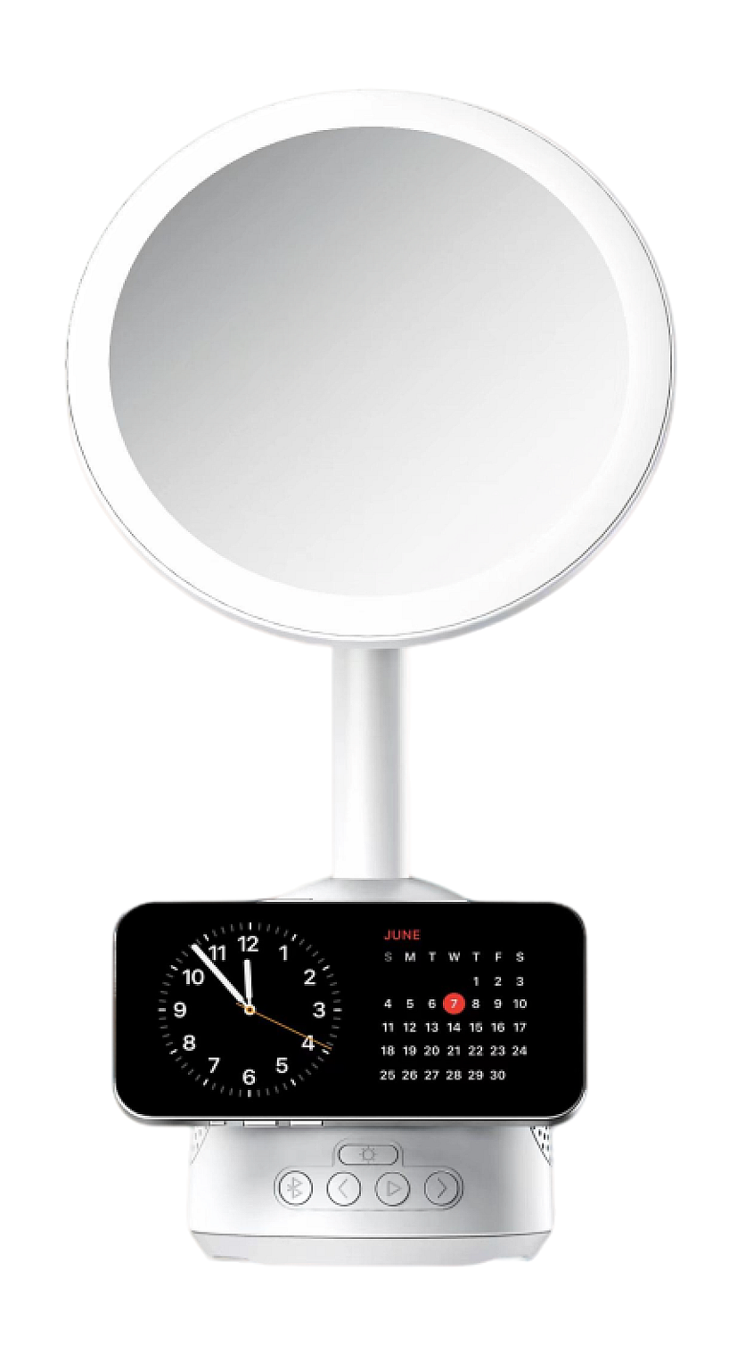 Wireless Charging stand with Speaker & LED Mirror view 4