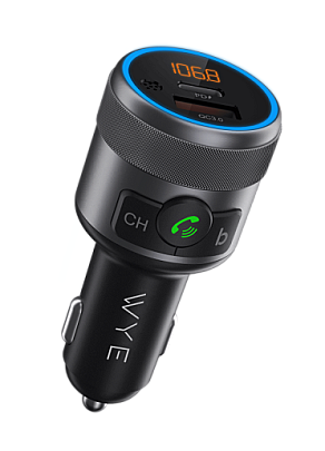 In-Car Charger & FM Transmitter with Voice Assistant