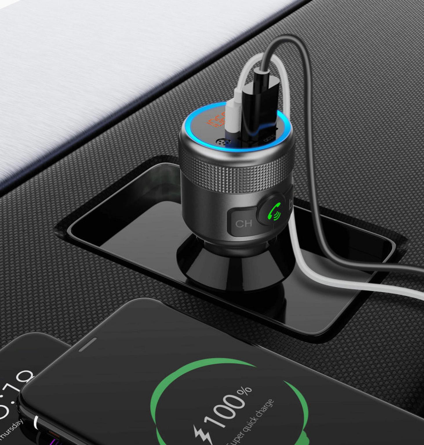 In-Car Charger & FM Transmitter with Voice Assistant view 2